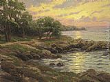 Thomas Kinkade Canvas Paintings - Sunset on Monterey Bay